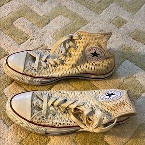 Converse Crotchet Cream High-Top Sneakers - sz 8